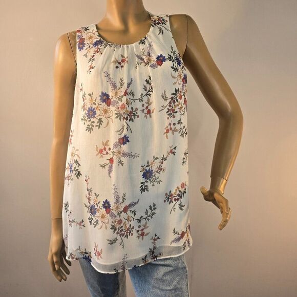 Vince Camuto Floral Sleeveless Chiffon Blouse Size Large - Picture 4 of 8